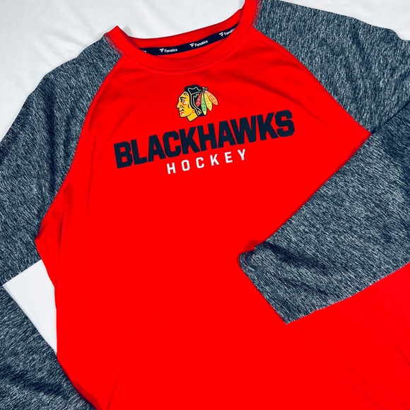 Fanatics Other - Fanatics Chicago Blackhawks Hockey Shirt Mens XL Red Grey Raglan Long Sleeve NHL
